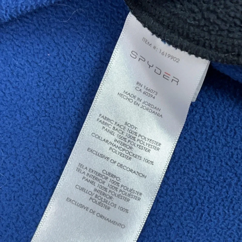 Spyder Pullover Mens Medium Blue Black 1/4‎ Zip Grid Fleece Ski Core Sweater